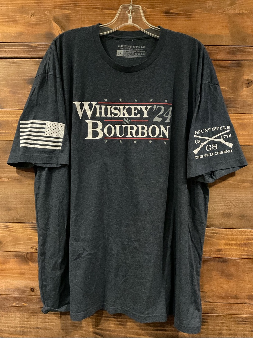 Grunt Style “Whiskey & Bourbon” charcoal grey tee Men’s T-shirt XXXL (3XL)